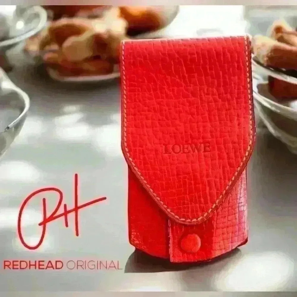 COPY - Loewe red leather card holder. Unique collector piece and in EUC - no ru…